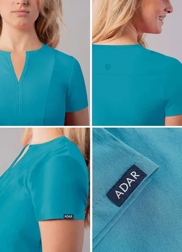 Vista 3 de Adar - Ropa quirúrgica Addition para mujer, blusa médica con cuello en V y muescas