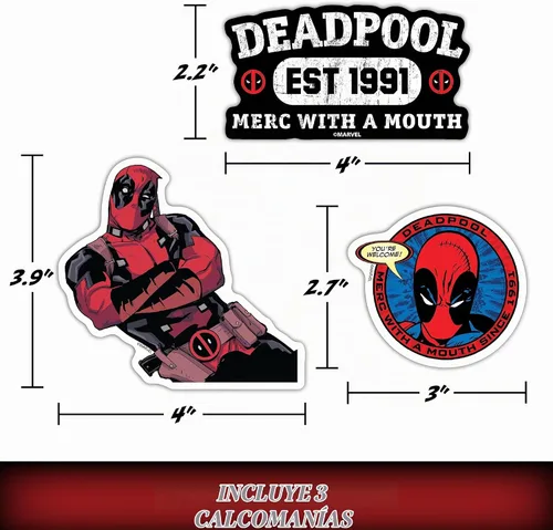 Vista 3 de Marvel Deadpool Calcomanías de vinilo – Juego de 3 calcomanías de vinilo Deadpool para automóvil, ventana, camión, parachoques, laptop, vaso 1991