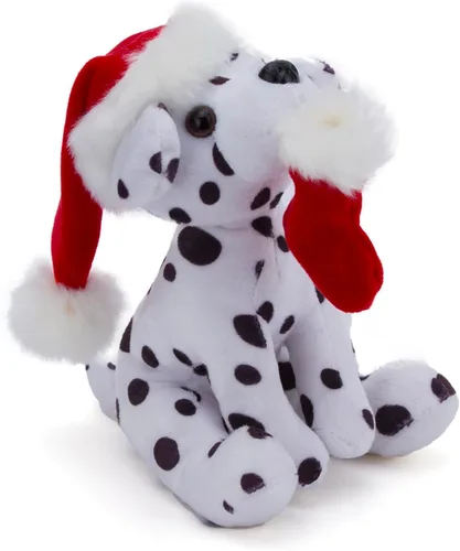 Vista 2 de Plushland Pawpal de Navidad con sombrero de Papá Noel, animales de peluche, marioneta de peluche de 8 pulgadas para niños, un regalo perfecto