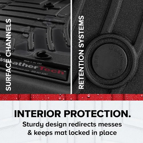 Vista 4 de WeatherTech Revestimientos de suelo de ajuste personalizado para Ford Super Duty - 1ª fila (OTH) y segunda fila (442931-440022), negro