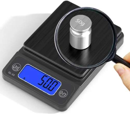 Vista 5 de Báscula digital de bolsillo de 3.53 oz 0.00 oz de alta precisión con bandeja, báscula portátil de mini gramos para café, especias, moneda de oro, 5