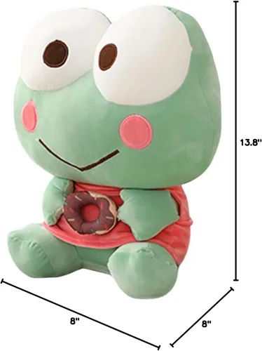 Vista 6 de ELAINREN Rana de peluche con rosquilla, ultra suave, juguete de peluche de rana verde Kawaii, muñeca de peluche de rana Fernando, regalo de 13.8