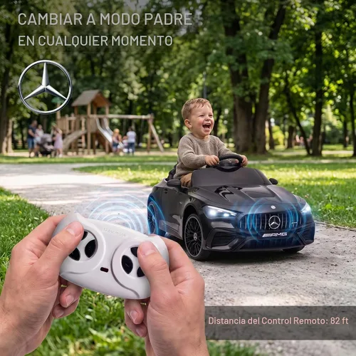 Vista 4 de Qaba Coche eléctrico de 12 V con licencia Mercedes AMG CLE 53 Ride On Car Negro