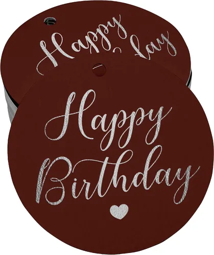 Vista 17 de Etiqueta de papel para colgar con texto en inglés «Happy Birthday» (50 unidades)