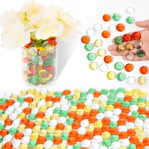 Vista 21 de Cuentas de vidrio para jarrones, cuentas decorativas de 0.97 libras, canicas planas para soporte de flores, manualidades, piedras de Mancala Blanco