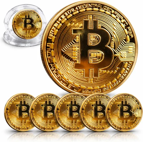 Vista 10 de Moneda de Bitcoin de coleccionista, token criptográfico conmemorativo, estuche acrílico Bitcoin - Paquete de 10