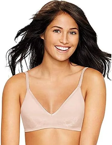 Vista 2 de Hanes Brasier cómodo para mujer, sin varillas, ajuste cómodo, talla 2XL, color gris pardo suave, Gris pardo suave