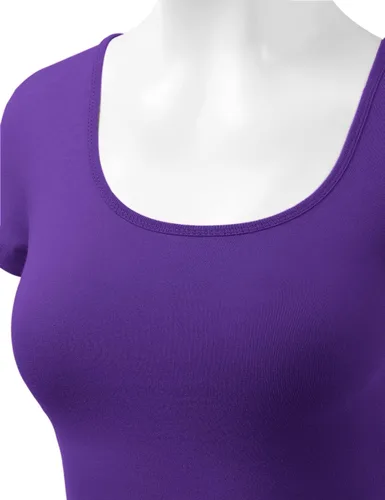 Vista 5 de HATOPANTS - Ombliguera básica de algodón con cuello redondo y manga corta, para mujer