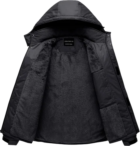 Vista 2 de CREATMO US Chaqueta de esquí impermeable de montaña para hombre, resistente al viento, abrigo de invierno cálido para snowboard