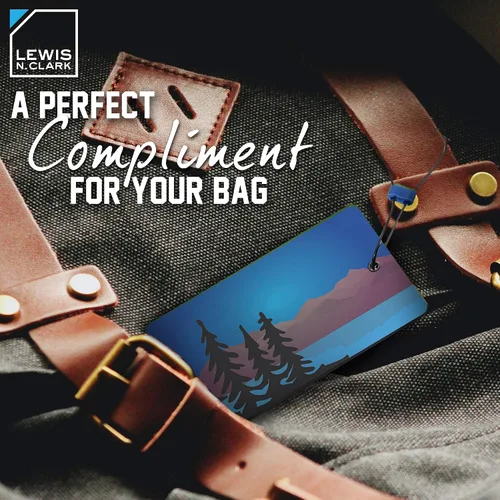 Vista 2 de Lewis N. Clark Etiqueta de equipaje verde de viaje e identificadores de maleta para mujeres y hombres, equipaje de mano, mochila y más, árboles