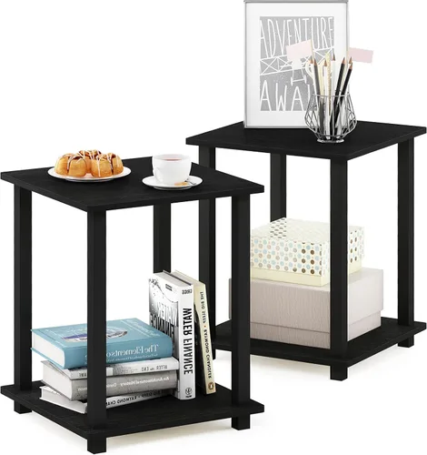 Vista 6 de Furinno Juego de mesa auxiliar y mesa auxiliar (2 piezas) Jaya Utility Design Mesa auxiliar + juego simplista de 2 mesas auxiliares