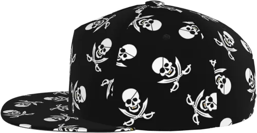 Vista 3 de Stylish Skull Adjustable Snapback Hat for Men and Women Sun Cap, Hip Hop Cap Baseball Cap Flat Bill Brim Hat