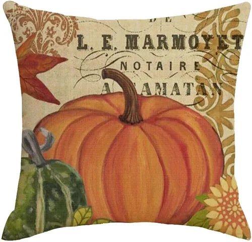 Vista 5 de Fundas de Almohada de Otoño 18x18 Pulgadas Funda de Almohada de Lino para Sofá y Sillón Estilo Casa de Campo Acción de Gracias Decoraciones de Otoño