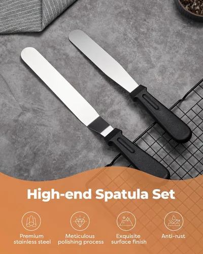 Vista 6 de Kootek Tocadiscos de aluminio para tartas, soporte giratorio para tartas de 12 pulgadas, 35 piezas de suministros de kit de decoración de pasteles