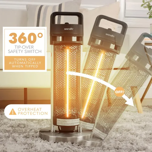 Vista 6 de SereneLife Calentador infrarrojo para patio, calentador eléctrico para patio con control remoto, 900 W, calentadores de interior/exterior