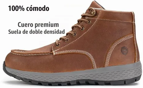 Vista 2 de SUREWAY Men's Moc Toe Soft/Composite Toe Leather Safety Work Boots Punta Compuesta Marrón