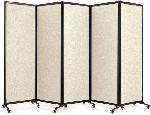 Vista 13 de Room Partition 2.0 Versión de actualización,6'L* 6'7"H,3 Panel, Beige Freestanding Rolling Dividers with Wheels,Office privacy screen Divider Wall