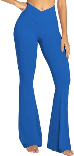 Vista 30 de Sunzel - Leggings acampanados para mujer, con control de abdomen, cintura cruzada y pierna ancha