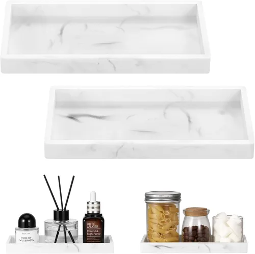 Vista 9 de Luxspire Bandeja de tocador de baño, bandeja de silicona para encimera de cocina de 7.9 x 4 pulgadas para dispensador de jabón, organizador