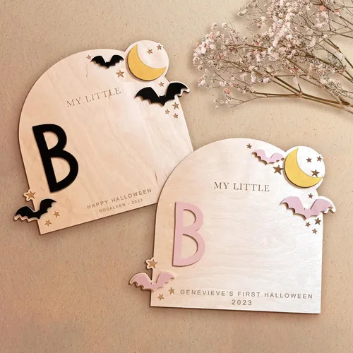 Vista 2 de Arte de huella de Halloween personalizado, primer recuerdo de Halloween del bebé, regalo para mamá, manualidades de Halloween para niños, letrero