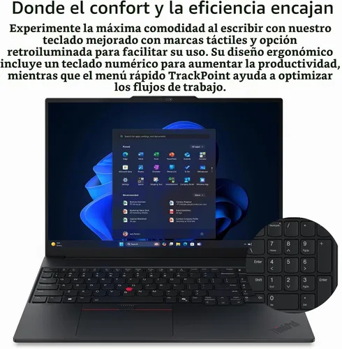 Vista 5 de Lenovo ThinkPad E16 Gen 3 Laptop, Intel Ultra 5 225H, 24GB DDR5 1TB SSD