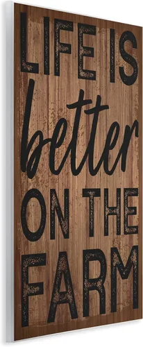 Vista 2 de Life Better on Farm Rustic Sign, 10 x 15 Inch Mounted Print on Wall Plaque