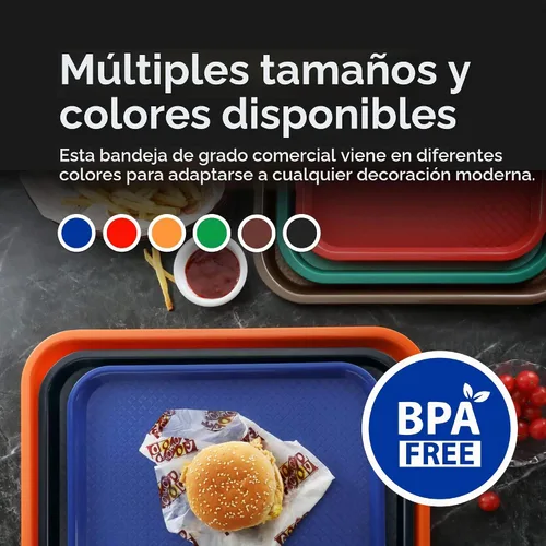 Vista 8 de New Star Foodservice Bandeja de comida rápida, juego de 12 (azul, 12 x 16 pulgadas)