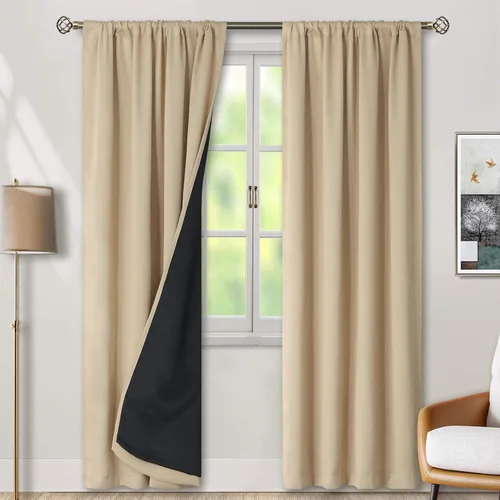 Vista 21 de BGment - Cortinas opacas para sala de estar de 63 pulgadas de largo, juego de 2 paneles, cortinas para oscurecer toda la habitación, cortinas