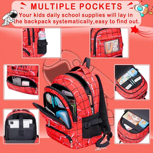 Vista 3 de FunnyGifts Mochilas para niños y niñas, mochila escolar para escuela primaria y preescolar para niños de 4, 5, 6, 7, 8, 9, 10, 11, 12