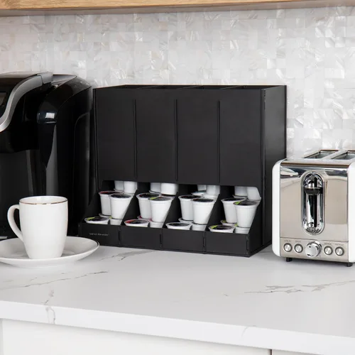 Vista 2 de Mind Reader Dispensador de cápsulas de café de una sola porción con 4 compartimentos, capacidad para 120 cápsulas, sala de descanso, 14.5 pulgadas