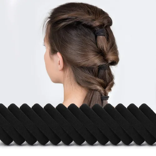 Vista 5 de 100 soportes grandes de algodón para cola de caballo, ligas para el cabello sin costuras, bandas elásticas para el cabello sin daños para cabello