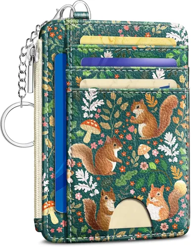 Vista 41 de Kelvoris Tarjetero pequeño para mujer, cartera delgada con bloqueo RFID, llavero con bolsillo para monedas con cremallera, bolsillo frontal