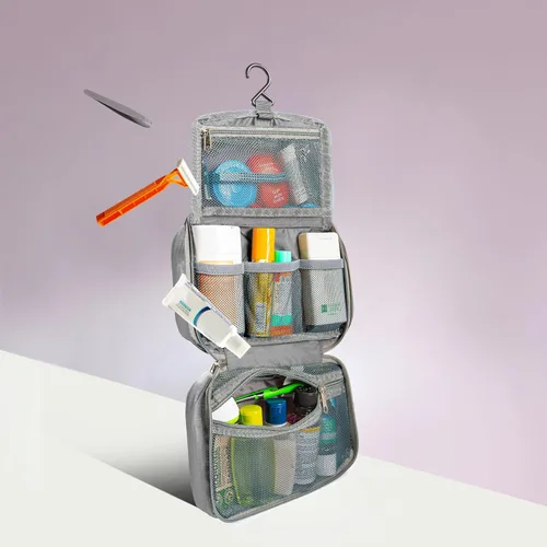 Vista 4 de Travelon Kit de aseo compacto para colgar, Negro, Tamaño único