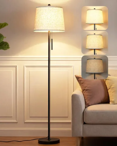 Vista 14 de JUNNAI Lámpara de pie moderna de altura ajustable, lámpara de pie alta con 3 temperaturas de color, lámparas de pie para sala de estar, dormitorio