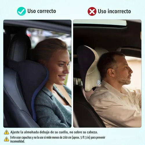 Vista 4 de Almohada para el Cuello del Asiento de Coche para Conducir, Almohada de Reposacabezas de Espuma Viscoelástica Suave con Correa Ajustable y Funda