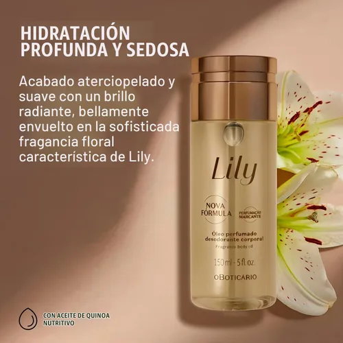 Vista 2 de Aceite corporal con aroma a lirio, aceite corporal hidratante ligero y de rápida absorción, 5 onzas
