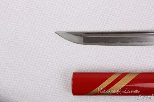 Vista 9 de Musashi Samurai Espada Japonesa Katana Imitado Damasco Acero Full Tang Sharpness Listo para Cortar Mate Paja-41 Pulgadas