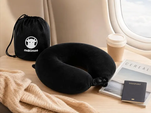 Vista 7 de Almohada de viaje para el cuello, almohada superior de espuma viscoelástica para soporte de cabeza, ideal para aviones, automóviles y reclinables