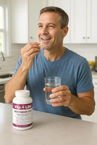 Vista 3 de Vita4Life! Fórmula multi-estándar • Complejo completo de vitaminas y minerales • 360 cápsulas • Cápsulas vegetales de disolución rápida • Sin