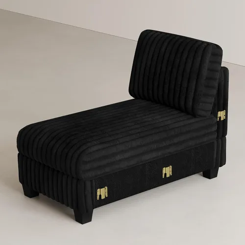 Vista 15 de Belffin Sofá cama seccional de pana de felpa con asiento ancho y profundo, modulares de nube seccionales para sala de estar. Sofá negro