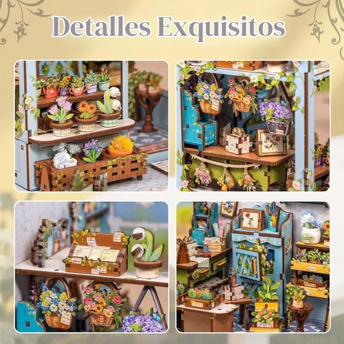 Vista 6 de Fsolis - Kit de rincón de libro en miniatura Flor azul de Anna