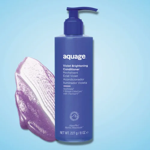 Vista 2 de AQUAGE Acondicionador iluminador violeta, aumenta el brillo para iluminar el rubio, nutre el cabello, 8 onzas