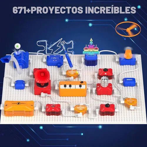 Vista 2 de Kit de ciencia para niños, juguete STEM de exploración electrónica 671+ proyectos