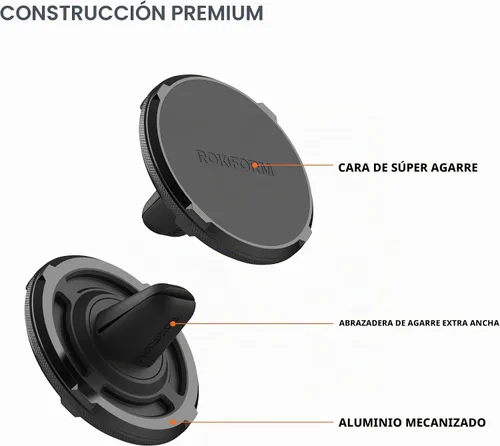 Vista 2 de Rokform Soporte de teléfono con doble imán para ventilación, clip de agarre súper (negro)