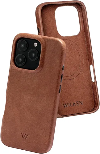 Vista 18 de Funda de teléfono delgada de cuero Wilken compatible con iPhone 15 Compatible con MagSafe y carga inalámbrica Cubierta de cuero de grano Negro