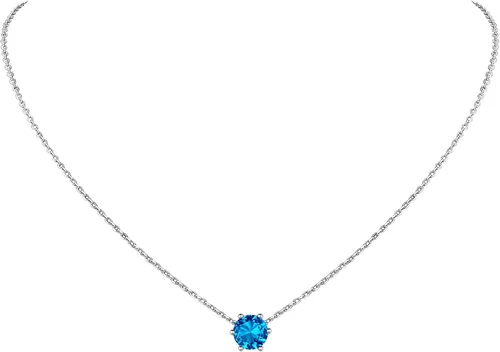 Vista 21 de Suplight 925 Sterling Silver Heart/Round Birthstone Necklaces for Women 01. Enero (Garnet)