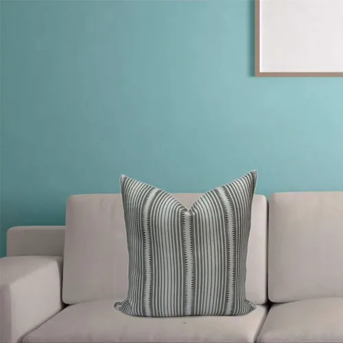 Vista 2 de ArogGeld Moncorvo - Funda de cojín gris pizarra a rayas grises, almohada decorativa de doble cara para decoración de casa de campo, para sala