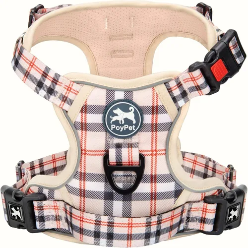 Vista 28 de PoyPet - Arnés de perro sin tirones, arnés reflectante con 2 clips delanteros y traseros y asa de fácil control para perros pequeños, medianos