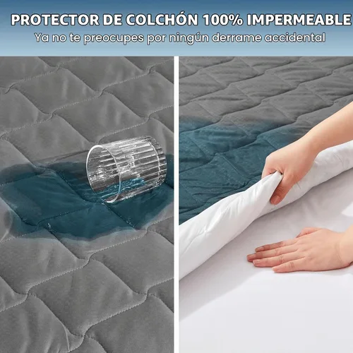 Vista 2 de SLEEP ZONE Protector de Colchón Impermeable Almohadilla Twin Lavable a Máquina, Cubrecolchón Transpirable con Bolsillos Profundos, Uso en Todas
