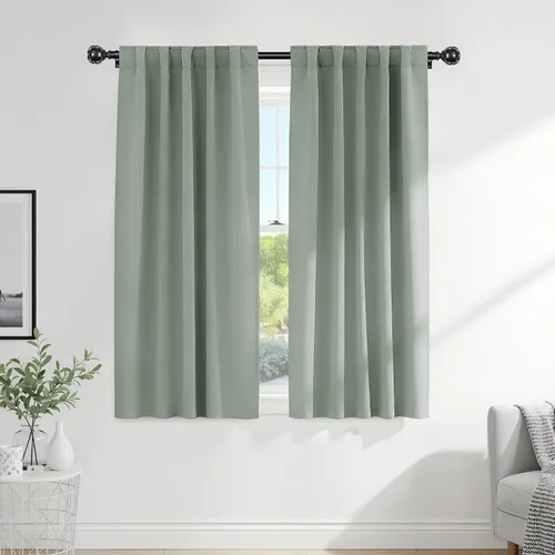 Vista 119 de PONY DANCE Cortinas cortas con aislamiento térmico para ventana pequeña, para guardería, baño, cocina, lavandería, caravana, sótano, 29 pulgadas